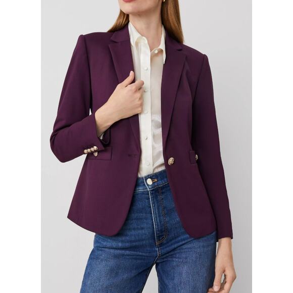 Ann Taylor Jackets & Blazers - NWOT Ann Taylor Hutton Blazer Ponte Purple Gold Suit Jacket 10